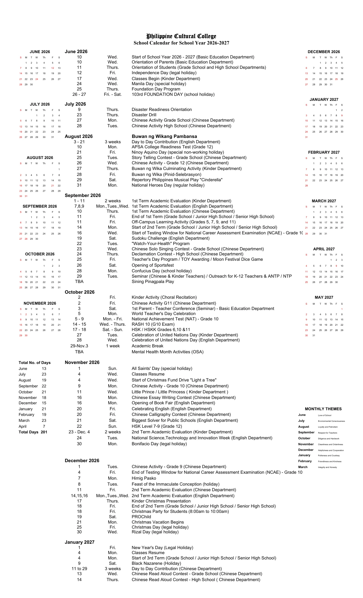 School year 2026-2027 Basic Education calendar in English, page 1. Open the PDF to read the complete schedule.